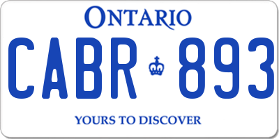 ON license plate CABR893