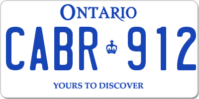 ON license plate CABR912