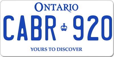 ON license plate CABR920