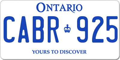 ON license plate CABR925