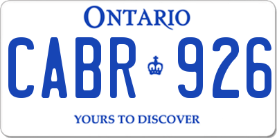 ON license plate CABR926