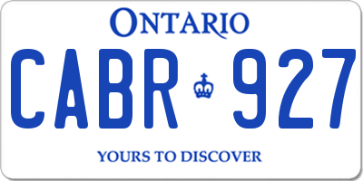 ON license plate CABR927