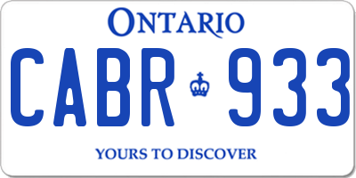 ON license plate CABR933