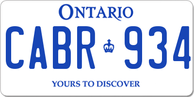 ON license plate CABR934