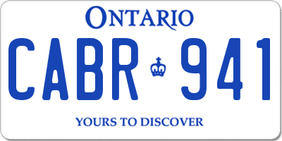 ON license plate CABR941