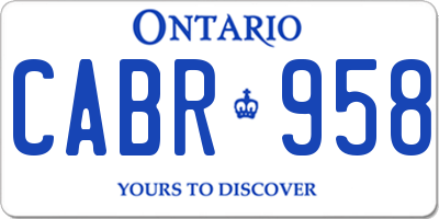 ON license plate CABR958