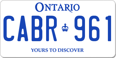 ON license plate CABR961