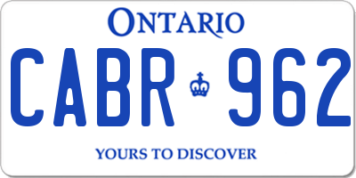 ON license plate CABR962