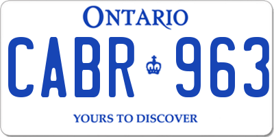 ON license plate CABR963