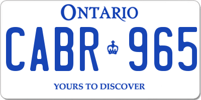 ON license plate CABR965