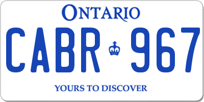 ON license plate CABR967