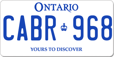 ON license plate CABR968