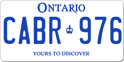 ON license plate CABR976