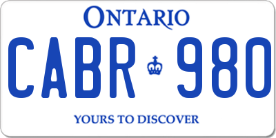 ON license plate CABR980