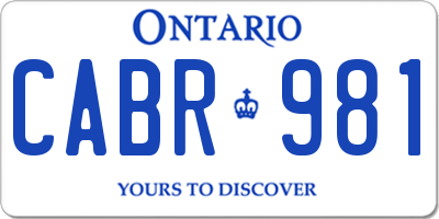 ON license plate CABR981