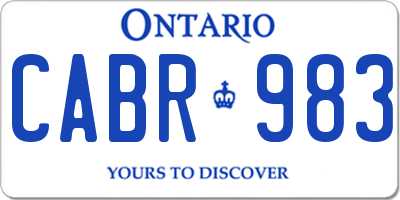 ON license plate CABR983