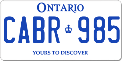 ON license plate CABR985