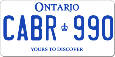 ON license plate CABR990