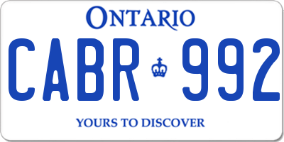 ON license plate CABR992