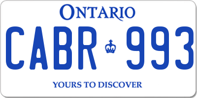 ON license plate CABR993