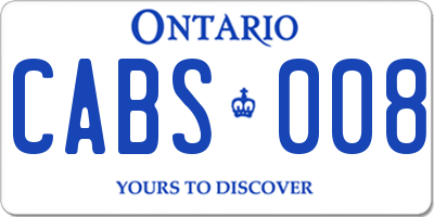 ON license plate CABS008