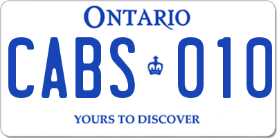 ON license plate CABS010