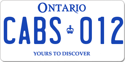 ON license plate CABS012