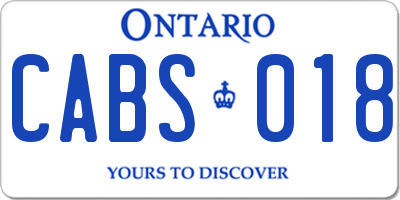 ON license plate CABS018