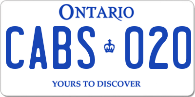 ON license plate CABS020