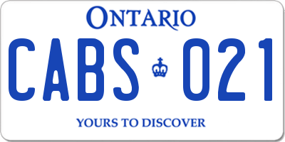 ON license plate CABS021