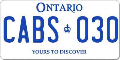 ON license plate CABS030