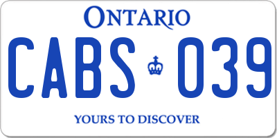 ON license plate CABS039