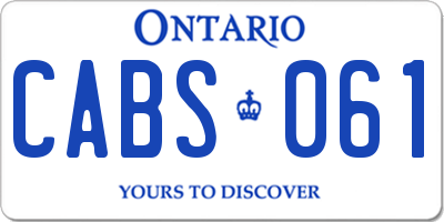 ON license plate CABS061