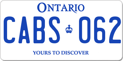 ON license plate CABS062