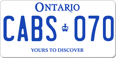 ON license plate CABS070