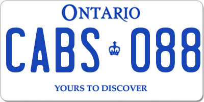 ON license plate CABS088