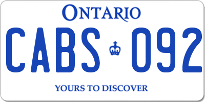 ON license plate CABS092