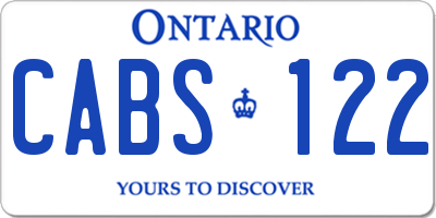 ON license plate CABS122