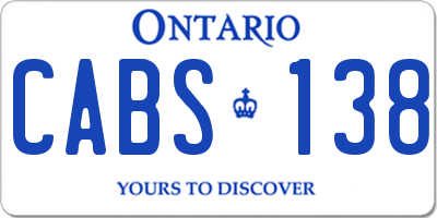 ON license plate CABS138