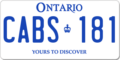 ON license plate CABS181