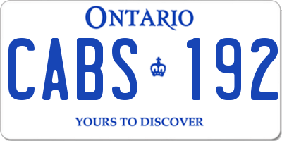 ON license plate CABS192