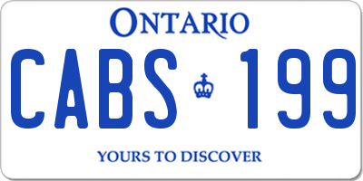 ON license plate CABS199