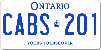 ON license plate CABS201