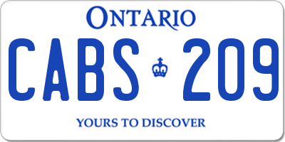 ON license plate CABS209