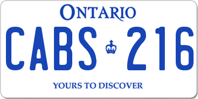 ON license plate CABS216