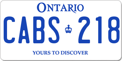 ON license plate CABS218