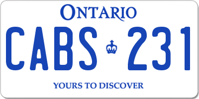 ON license plate CABS231