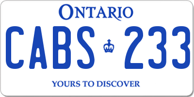 ON license plate CABS233