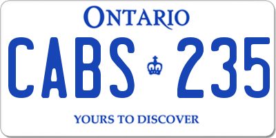 ON license plate CABS235