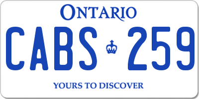 ON license plate CABS259